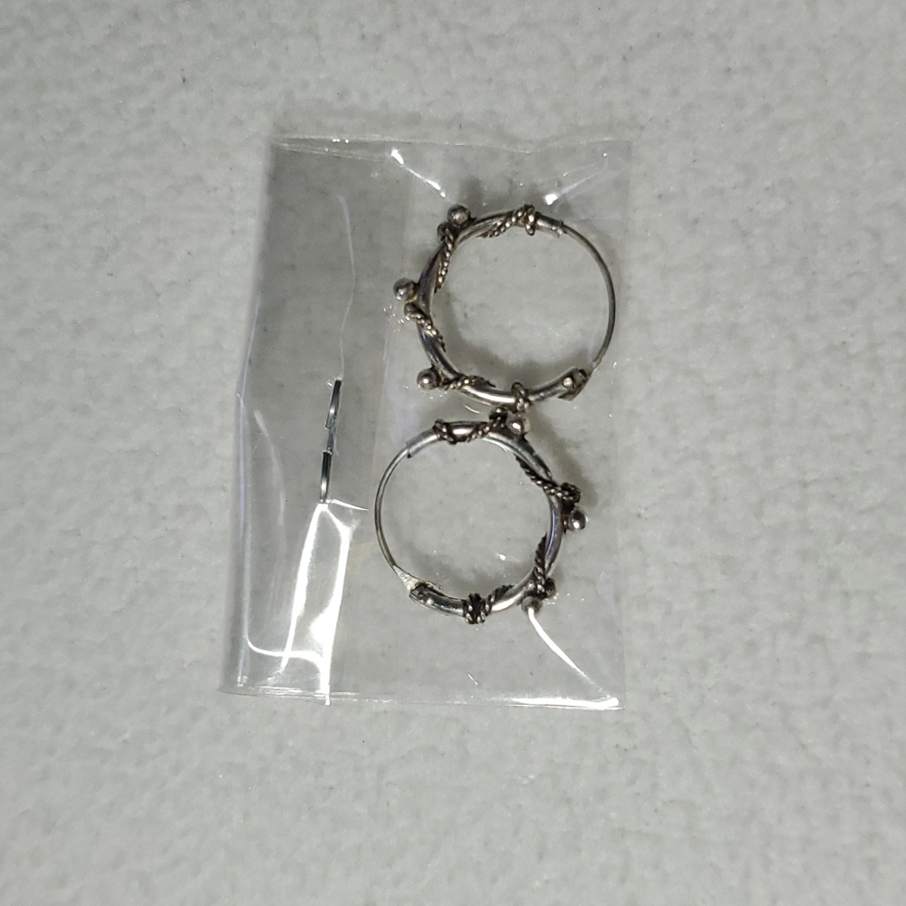NWOT sterling silver bali hoops